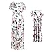 HOOYON Women Summer Casual Floral Long Maxi Dress Short Sleeve with Pockets,White Short,Small