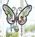 KY&BOSAM Butterfly Suncatcher with Pressed Flower Wings and Meatl Sister Heart Charm Stained Glass Suncatchers for Windows Hangings Wind Chime Gifts for Women Sister Birthday Mothers Day Christmas
