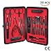 Care Essentials™ Manicure Pedicure Set Women Men| Professional Nail and Cuticle Care Tools| Portable 20pc Stainless Steel Nail Clippers Kit in a Luxurious Leather Case| Ideal for Travel (Red/Black)