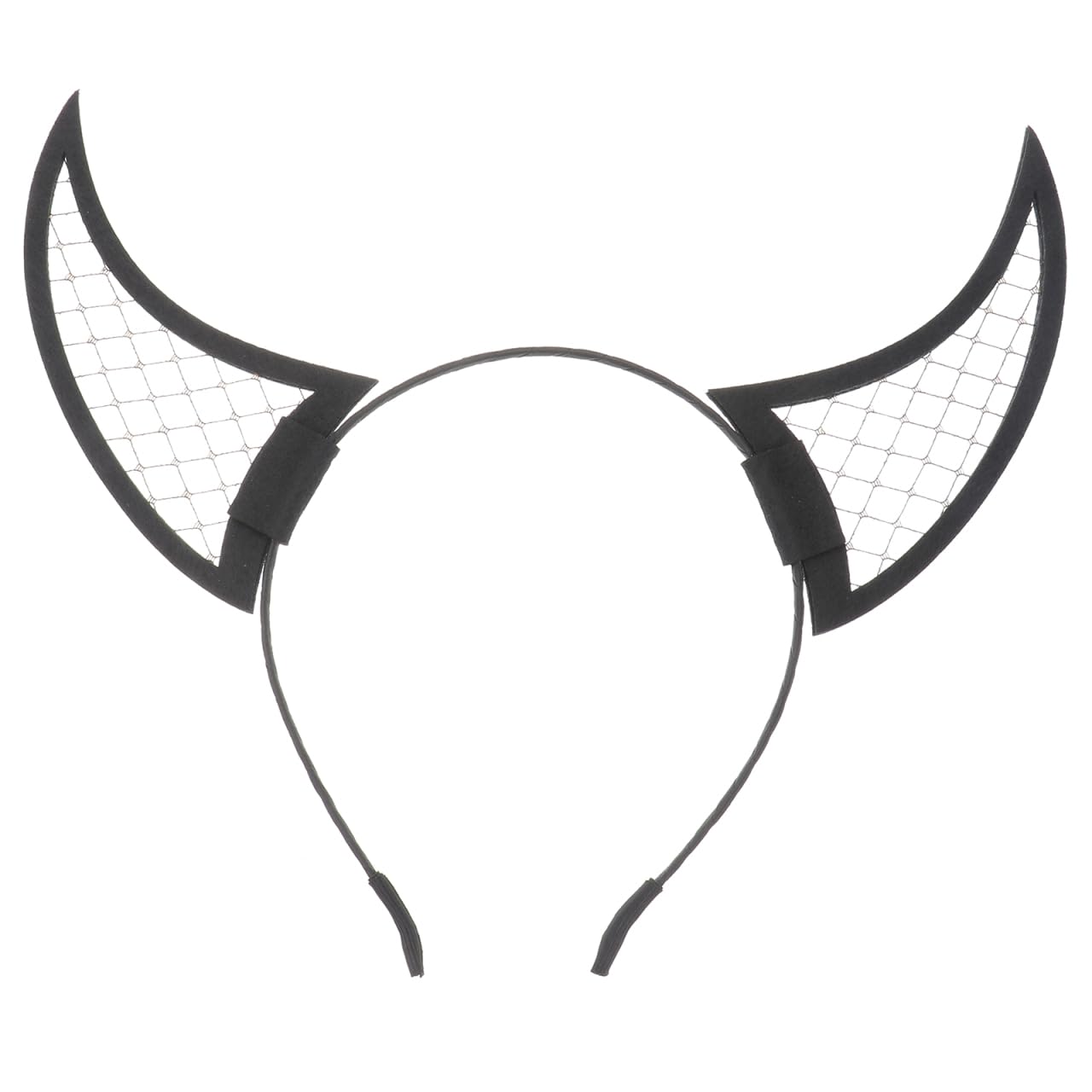 Lurrose Halloween Devil Horn Headband Black Mesh Hair Band Party Costume Accessory for Women Girls Lightweight Comfortable