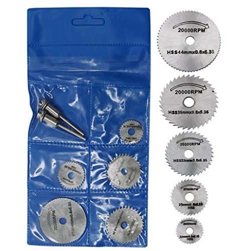 Tsmile HSS Circular Wood Cutting Saw Blade Discs + Mandrel Drill For Rotary Tool (Silver-3)