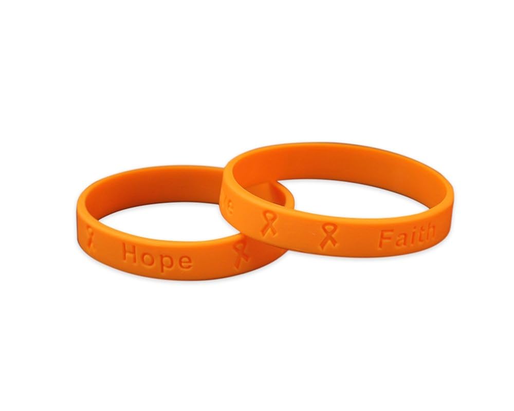 Leukemia Awareness Orange Silicone Bracelets Adult Size