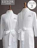 Luxor Linens Couple Items - Plush 100% Cotton Super Soft Waffle Robes - Darling Collection (2-Pcs Waffle Robes - His and Hers)