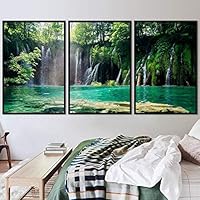3 Piece Framed Canvas Wall Art Forest Waterfalls Canvas Prints Home Artwork Decoration for Living Room,Bedroom - 16
