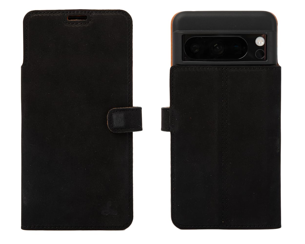 Snakehive Leather Wallet Phone Case for Google Pixel 8 Pro - Genuine Leather with Viewing Stand & 3 Card Holder - Flip Folio Cover with Card Slot (Black)