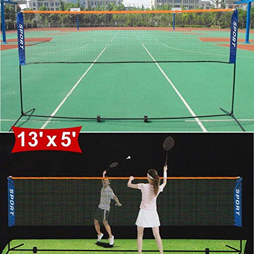 Yaheetech 13 ft Portable Badminton/Tennis/Volley Net Set Adjustable Height Poles Frame Stand Indoor/Outdoor Professional Sports Training Net