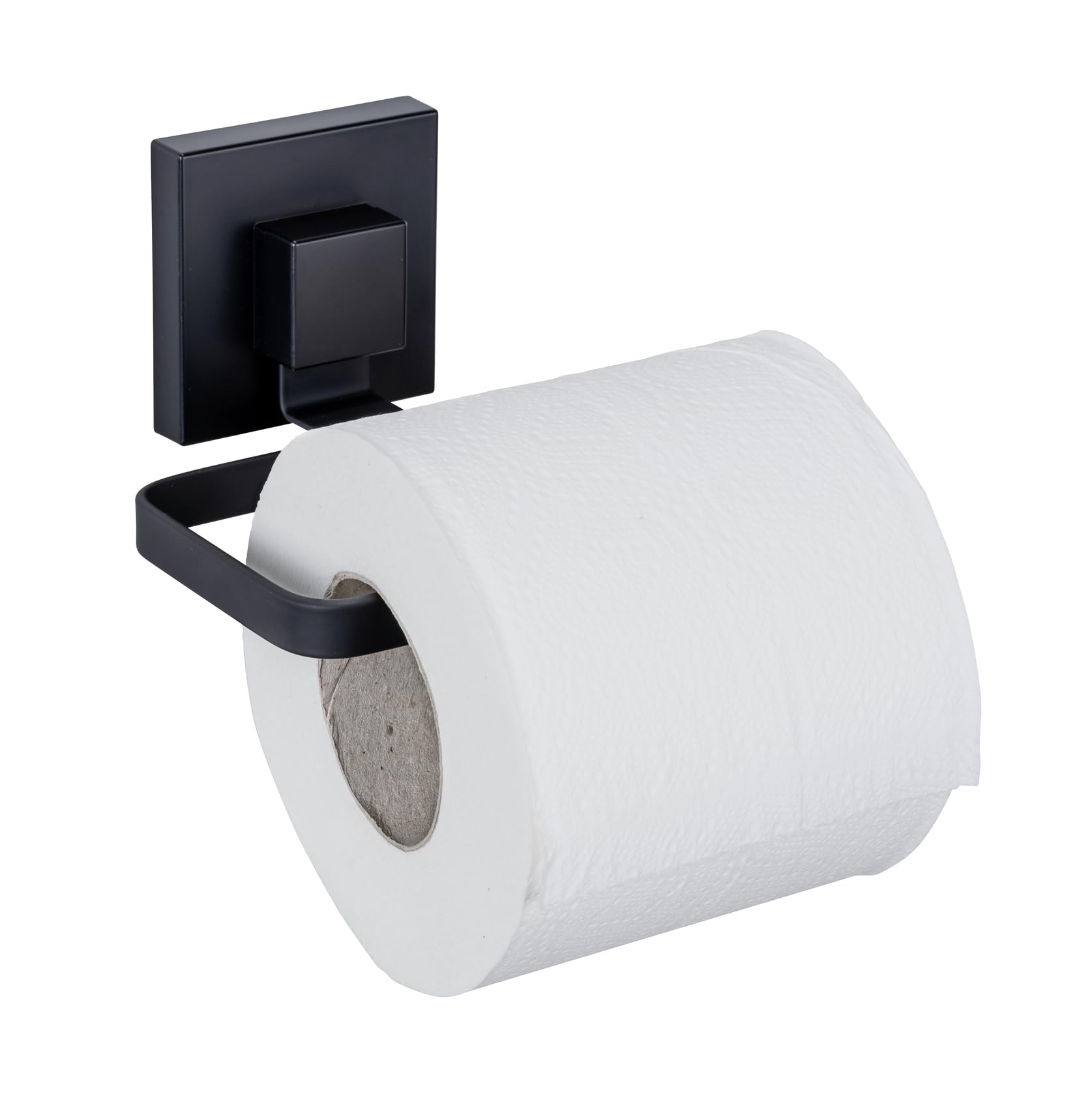 Vacuum-Loc® Quadro Toilet Roll Holder, Stainless Steel Wall Mount for Storing Toilet Rolls, Fixed Without Drilling, Black