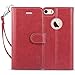 iPhone 5/5S/SE Case, TUCCH Leather Wallet Case, Premium [Slim Fit] [Wrist Strap]Flip Book Case Cover with Stand & Credit Card Compartments [Magnetic Clasp] for iPhone SE and iPhone 5/5S, Red