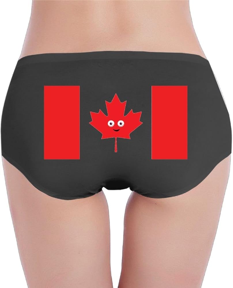 Joapron Canadian Maple Leaf Face Women's Comfortable Panties Black