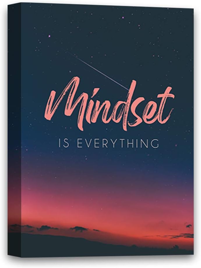 Funny Ugly Christmas Sweater Mindset is Everything Canvas Art Motivational Art Framed Office Decor Ready to Hang Picture Illustration Inspirational Canvas (8" x 12", Mindset is Everything Night)