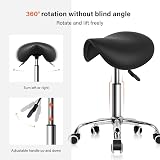 KKTONER Black Rolling Saddle Stool Adjustable Swivel Chair with Wheels view 4