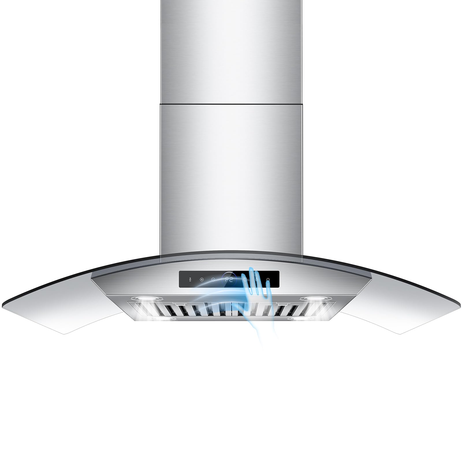 Photo 1 of 36 inch Island Range Hood 1200 CFM with 4-Speed Gesture Sensing & Touch Control, Ducted/Ductless Stainless Steel Ceiling Mount Kitchen Stove Vent Hoods with 4 LED Lights, Timer,Dishwasher-Safe Filters