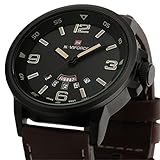 Happy Digital® 30m Waterproof Luxury Brand Army Date Leather Sports Watch Quartz Mens Wrist Watch