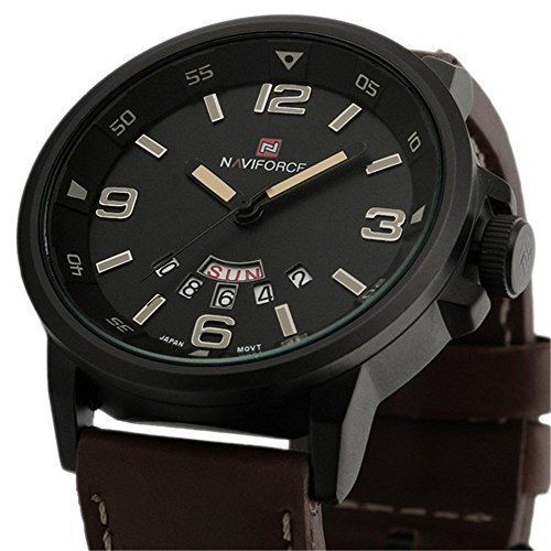 Happy Digital® 30m Waterproof Luxury Brand Army Date Leather Sports Watch Quartz Mens Wrist Watch
