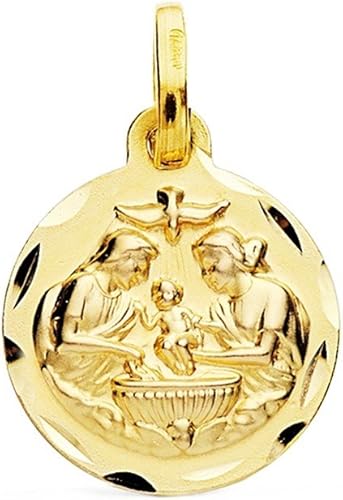 Medaille Pendentif Bapteme 14mm En Or 18 Carats Bord Decoupe Amazon Fr Bijoux