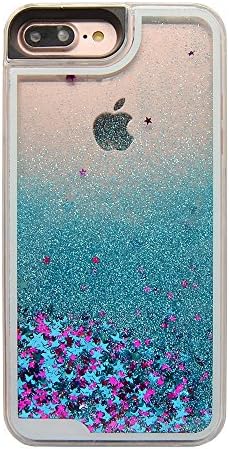 For Apple iPhone 7 Plus Waterfall Glitter Liquid Flowing Hard Case 5.5" (Blue)