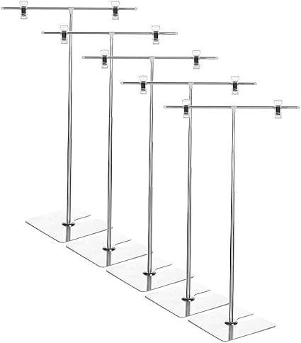 Amazon ポップスタンド 卓上 5個セット T型 L型 Popスタンド 長さ調節可能 工具不要 ステンレス 軽量 簡単収納 組み立て式 販促 値札 5個セット Pop広告スタンド 取付部品 文房具 オフィス用品