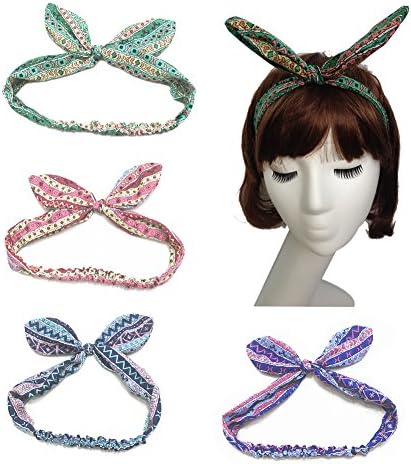 4Pack Elegant Rabbit Ear Headband Women's Chiffon Headband Lovely Women's Headband Hair bands