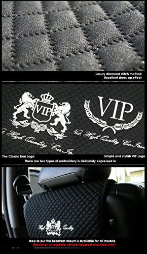 VIP Premium Black Car Seat Covers Mat Lion Silver Stitch Logo for All Motors Auto Vehicle Seatcover (1pack) - Thumbnail 2