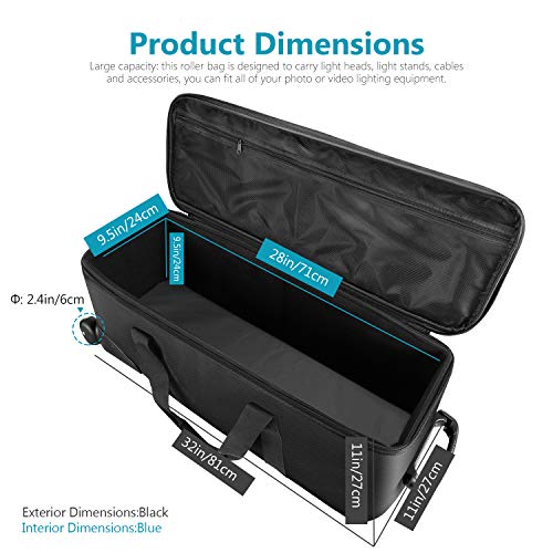 Neewer-32-Inch-Camera-Trolley-Case-Roller-Bag-32x11x11-Inches3-Padded-PartitionEasy-Glide-WheelDurable-1680D-PVC-Cloth-Hard-PlasticGreat-Capacity-for-Photo-Studio-Lighting-Equipment