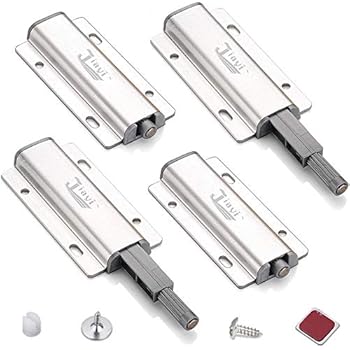 Push Open Latch Jiayi 4 Pack Magnetic Touch Latches for Cabinet Push to Open Latch Magnetic Push Latch Heavy Duty Push Release Cabinet Latch for Kitchen Drawer Cupboard Closure Closet Door Closing