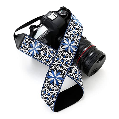 Mighty universal vintage style camera strap, adjustable camera camcorder shoulder strap harness (Nautical Blue)