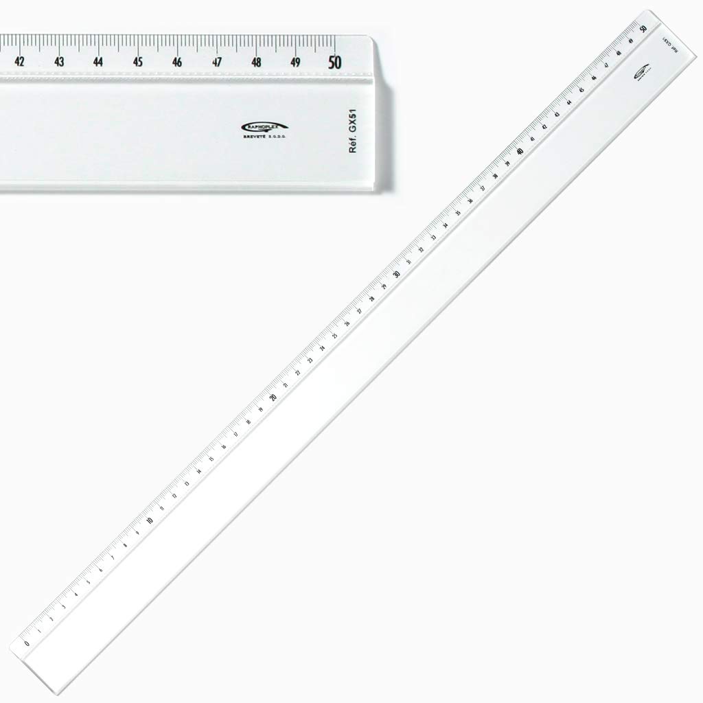 Graphoplex Ruler Bevelled Edge + Embossment - Transparent 50 cm Transparent