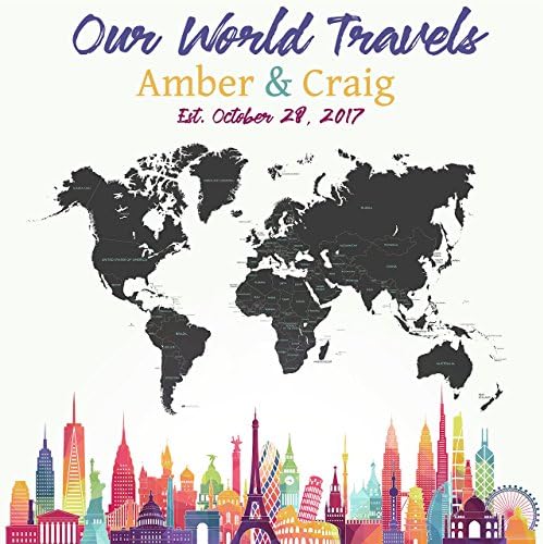 Personalized World Map Push Pin Map On Canvas World Travel Map Personalized Wedding Gift Unique Square Shaped World Map by Artist Amber McDowell
