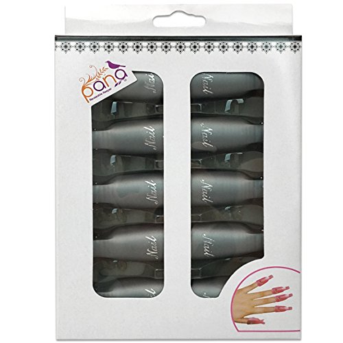 Pana 10 Pcs High Quality Reusable Acrylic Nail Soak Treatment UV Gel Polish Remover Clip Cap Manicure Tool (Silver Color)
