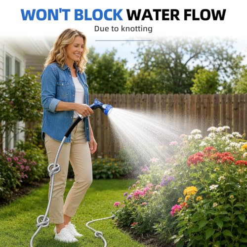 SPECILITE 50ft 304 Stainless Steel Metal Garden Hose with Blue Nozzle photo 11