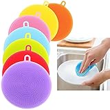 Food-Grade Silicone Dish Sponge -Angerico Antibacterial Magic Sponge - Mildew-Free Dishwashing Better Sponges - Dishwasher Safe Dish Brush -Smart Kitchen Scrubber Kitchen Accessories (7 Pack)