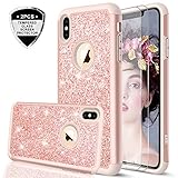 iPhone Xs MAX Case (2018) with Tempered Glass Screen Protector [2 Pack] for Girls Women,LeYi Glitter Bling Dual Layer Protective Phone Case Cover for iPhone Xs MAX (6.5
