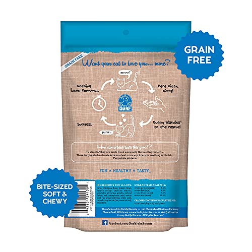 Buddy Biscuits 3 oz Pouch of Grain Free Soft & Chewy Cat Treats Made with Natural Temping Tuna