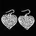 BeeSpring Women Silver Vintage Hollow Heart Dangle Hook Earrings Jewelry