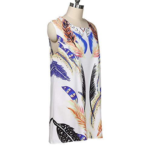 Dressin Vintage Boho Beach Dress, Women Ladies Loose Summer Sleeveless 3D Floral Print Bohe Tank Top Mini Dresses
