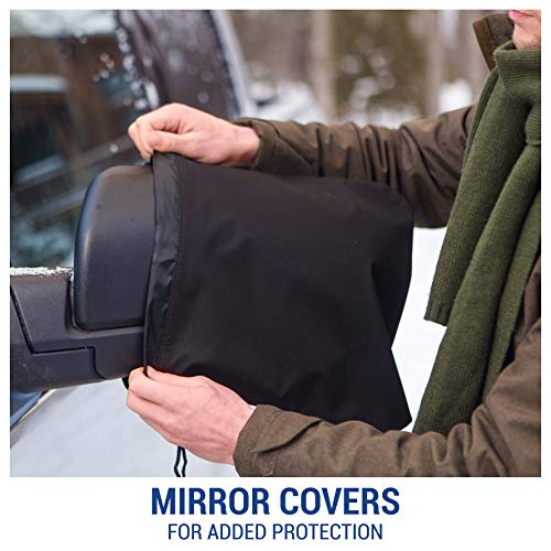 FrostGuard - Premium Winter Windshield Snow Cover with Security Panel and Wiper Cover, Protects from Snow, Ice and Frost (Standard, Black)