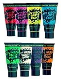 Glow Party UV Blacklight Glow Paint-Face Body Paint-UV Reactive Neon Glow Makeup Paint Set For Glow In The Dark Blacklight UV Fluorescent Parties- 8 Safe Washable Colors