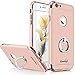 iPhone 6 Plus Case, iPhone 6S Plus Case, COOLQO Ultra-Thin 3in1 PC Hard Skin 360 Degree Rotating Ring Kickstand & [Tempered Glass Screen Protector] for Apple iPhone 6 Plus 5.5 Inch (Rose Gold)