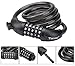 Bike Lock Cable, Foneso Bicycle Cable Lock, Self Coiling Resettable Combination Cable Bike Locks with Free Mounting Bracket, 12mm x 1200mm.