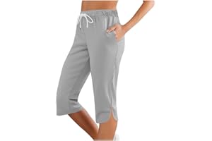 Women Capri Pants Summer Cut Out Side Casual Fashion Drawstring Soft Comfort Capris Workout Running Cropped Jogger