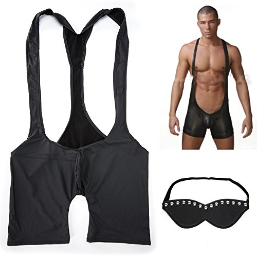 Tcouplesexy Sexy Lingerie For Men Bodysuit Boxer Briefs Leather Suspenders 