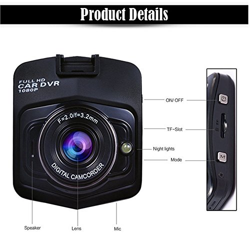 Dash Cam, SQDeal 2.4" Full HD 1080P Dashboard 140 Degree Wide Angle Car Camera Recorder with G-Sensor, Loop Recording, Motion Detection,Night Vision, Parking Monitor (Black)
