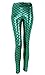 Ayliss New Mermaid Fish Scale Printed Leggings Stretch Tight Pants,Green XXL