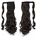 S-noilite Long Straight Curly Wavy Wrap Around on Ponytail Clip in Pony Tail Hair Extensions Natural Synthetic Hairpiece(17inchs-curly, dark brown)thumb 1