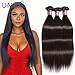 UNice Hair Brazilian Straight Hair 3 Bundles Hair Weft 100% Unprocessed Virgin Human Hair Extensions Weave Natural Color (18 20 22inch)