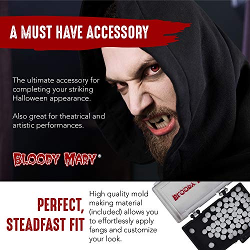 Bloody Mary Vampire Teeth Fake Fangs Ideal for Halloween & Theatrical Performances - Reusable with Permanent Molding Material - Special Effects Realistic Pointy Teeth (Jet Black) - Thumbnail 3