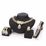 5PCs Chain & Oval Shape Beads Style Women Jewelry Set Gold Plated Party Show