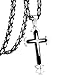 Jstyle Stainless Steel Mens Cross Necklace Pendant for Boys Byzantine Chain Black 5mm 24 Inch