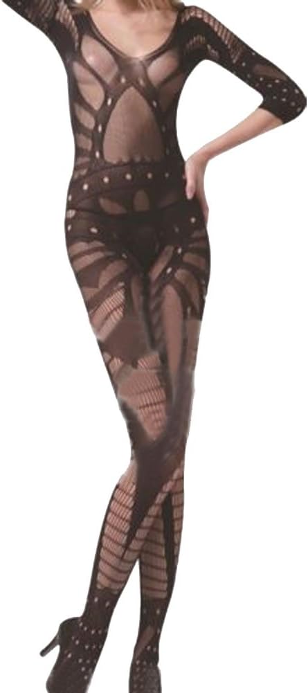 InnoGene Women's Fishnet Open Crotch Body Stocking Bodysuit Nightwear Lingerie