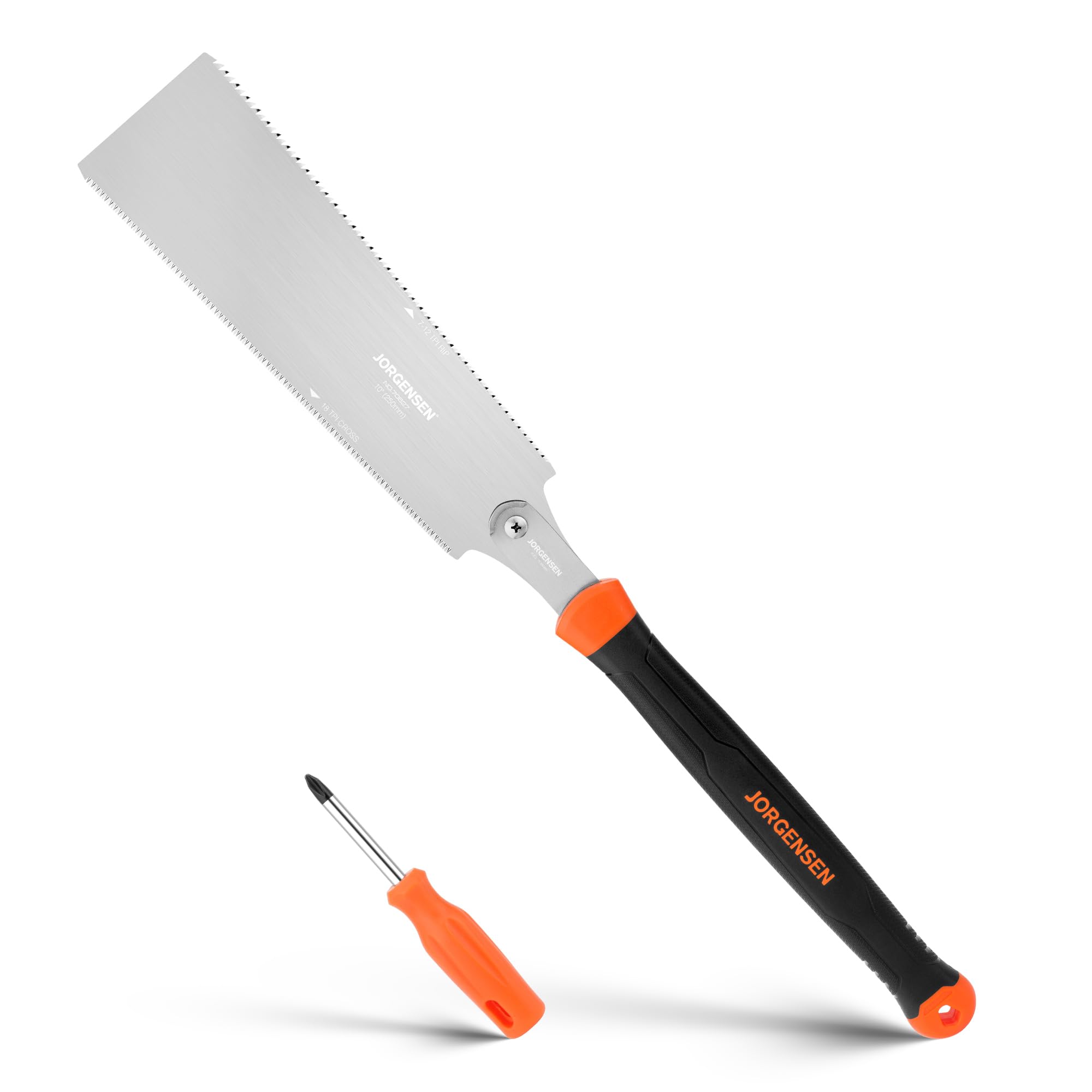 JORGENSEN 250 mm Japanese Pull Saw Double Edged Hand Saw 18 and 7 to 12 TPI Fine Cut Saw for Woodworking DIY and Carpentry